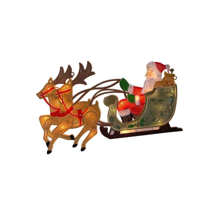 Babbo Natale Con La Siluetta Della Finestra Di Slitta E Renne