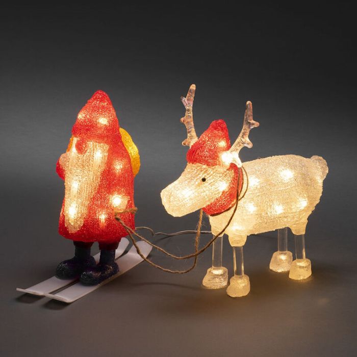 Figura di natale 3d rossa in acrilico, Kerstman en rendier, 2W, 4000K LED, IP44