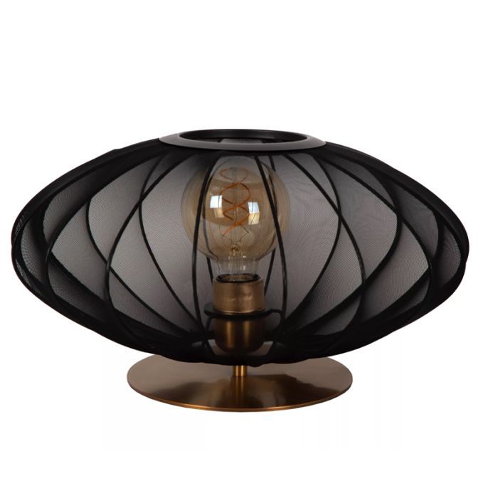 Lampada da tavolo moderna nera, Corina, con interruttore