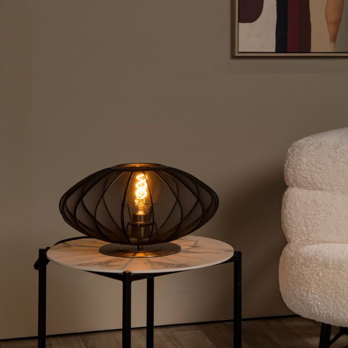 Lampada da tavolo moderna nera, Corina, con interruttore