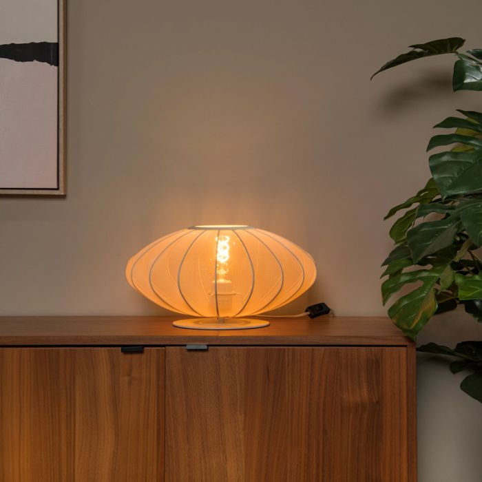 Lampada da tavolo moderna beige, Corina, con interruttore