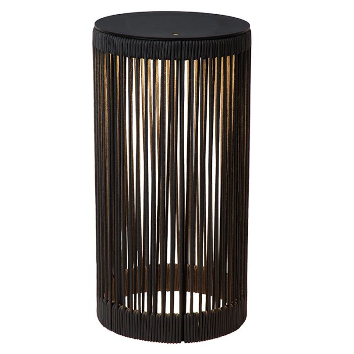 Lampada da terra ricaricabile moderna nera, Pingi, 3W, 3000K LED, IP44, dimmer in 3 fasi