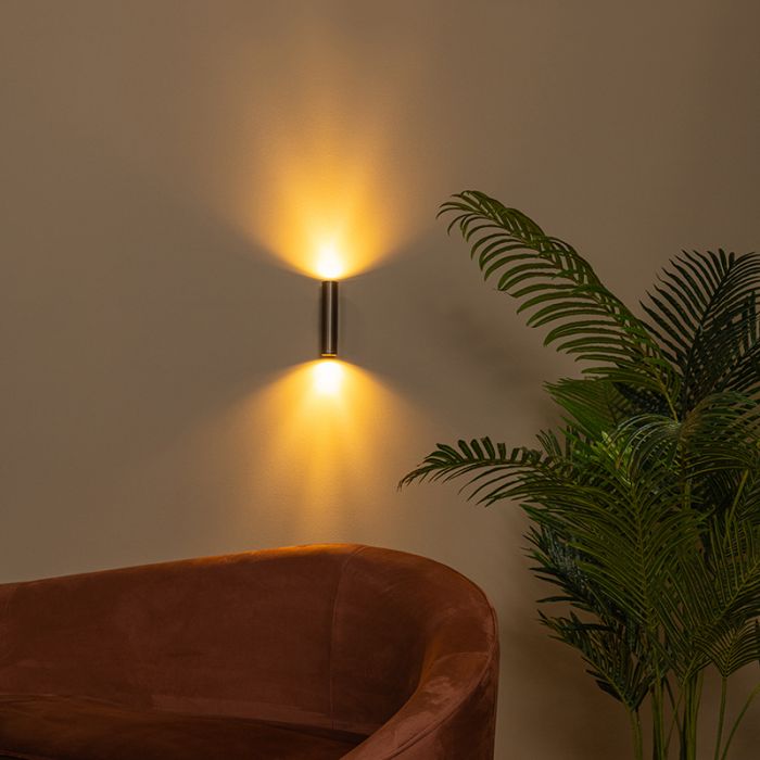 Lampada da parete up down moderna color ruggine, Dupla