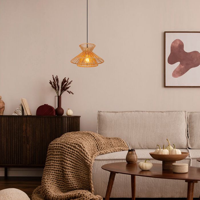 Lampada a sospensione in rattan marrone, Tasman