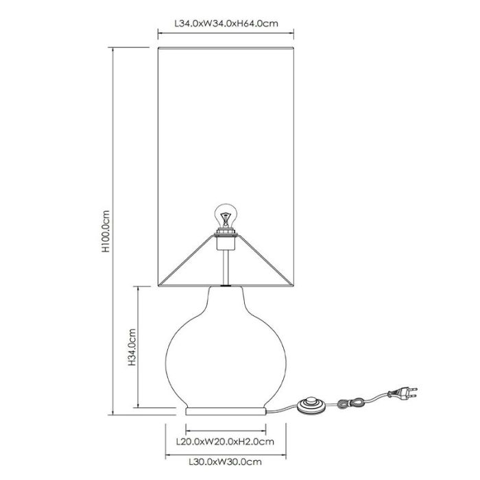 Lampada da terra retrò gialla, Esterad, con interruttore