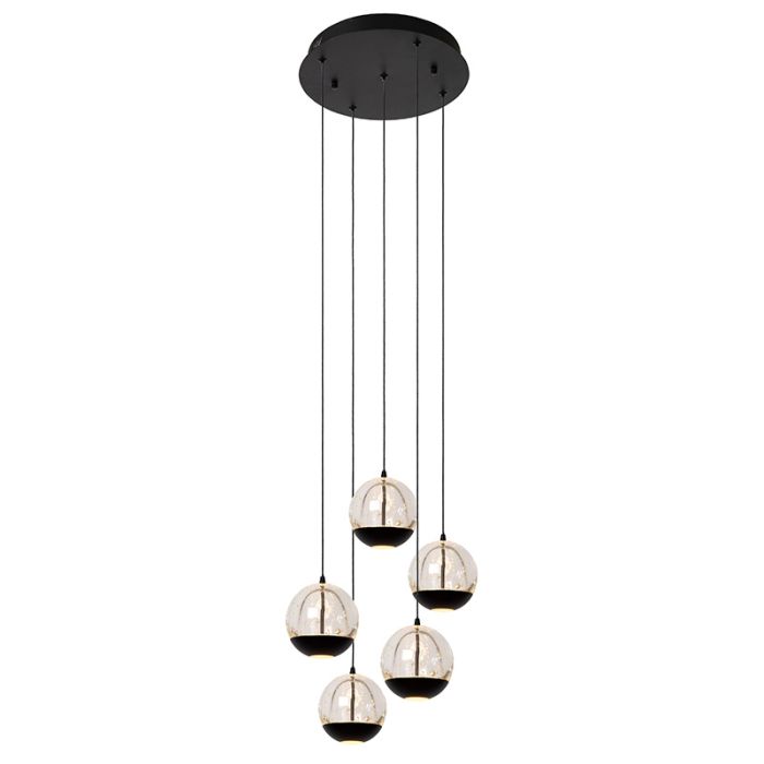 Lampada a sospensione moderna nera, Sentubal, 5,2W, 2700K LED