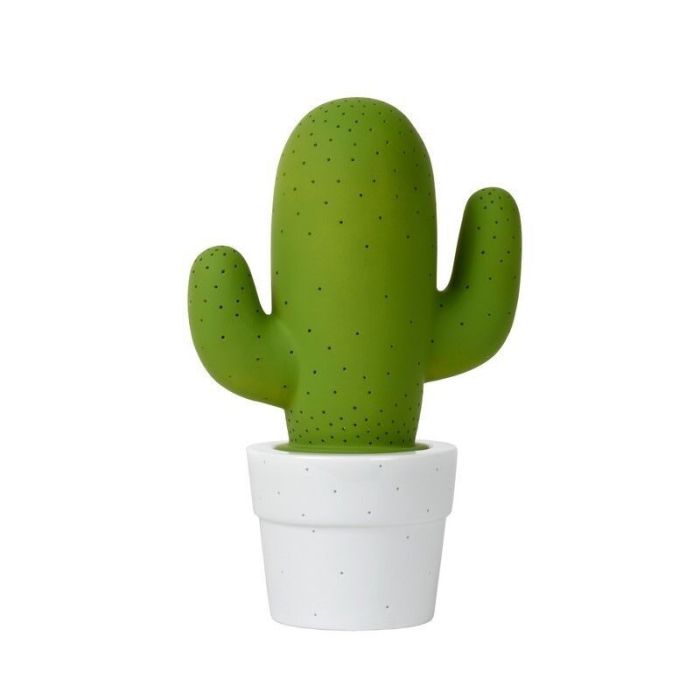 Lampada da tavolo in ceramica verde, Cactus, con interruttore