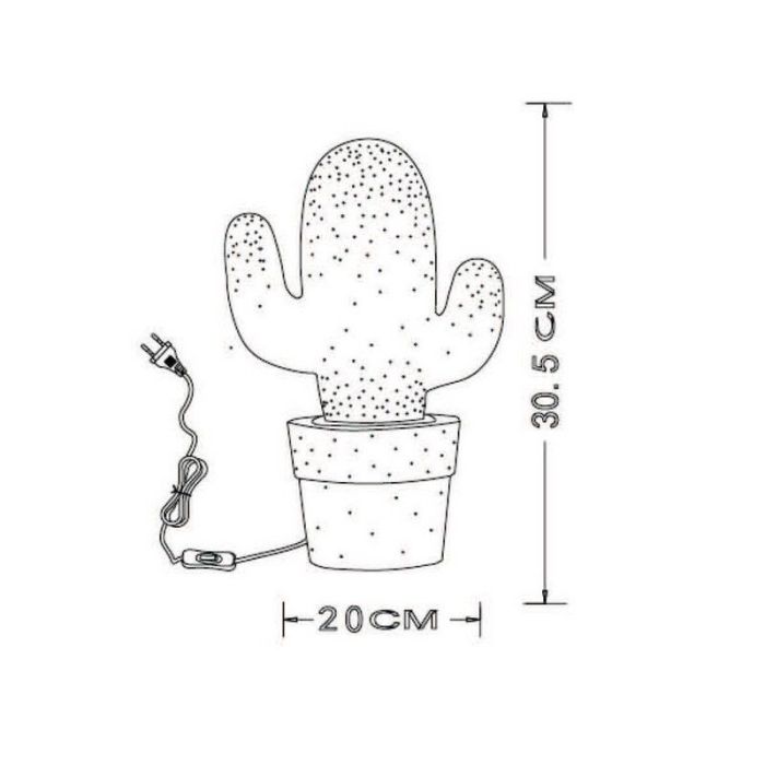 Lampada da tavolo in ceramica verde, Cactus, con interruttore