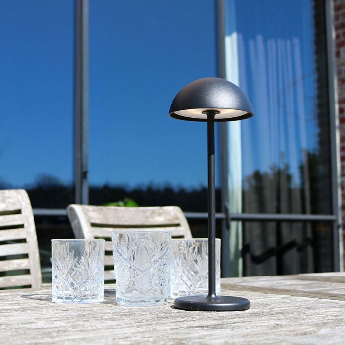 Lampada da tavolo da esterno retrò nera, Joy, 1,5W, 3000K LED, IP54, controllo touch