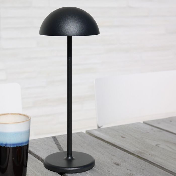 Lampada da tavolo da esterno retrò nera, Joy, 1,5W, 3000K LED, IP54, controllo touch
