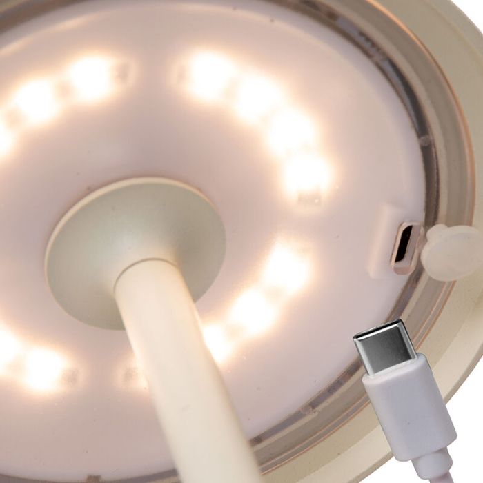 Lampada da tavolo da esterno retrò bianca, Joy, 1,5W, 3000K LED, IP54, controllo touch