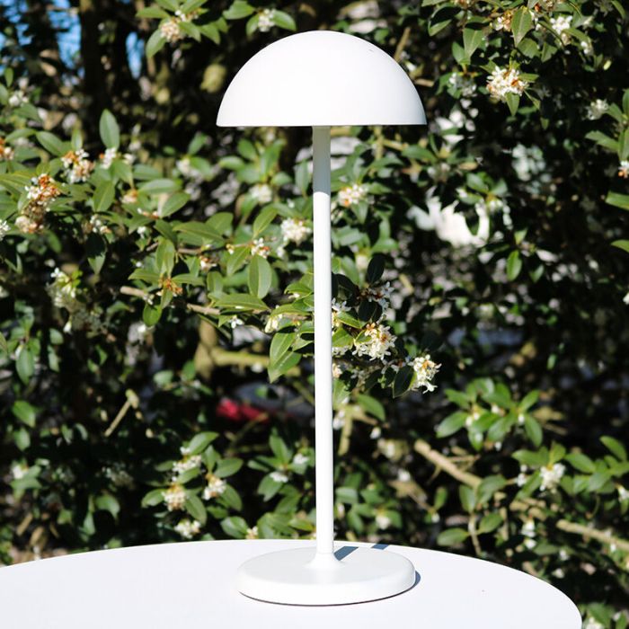 Lampada da tavolo da esterno retrò bianca, Joy, 1,5W, 3000K LED, IP54, controllo touch