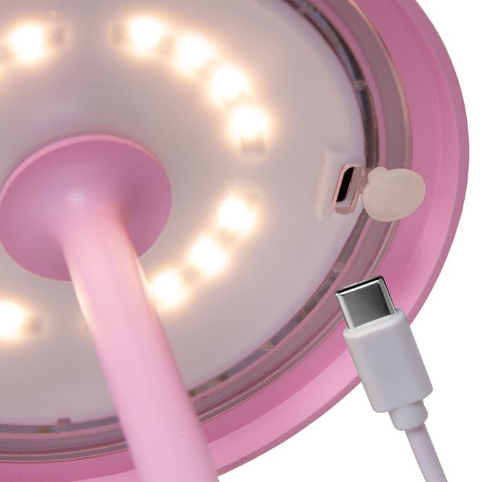 Lampada da tavolo da esterno retrò rosa, Joy, 1,5W, 3000K LED, IP54, controllo touch