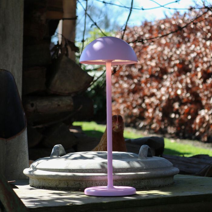 Lampada da tavolo da esterno retrò rosa, Joy, 1,5W, 3000K LED, IP54, controllo touch