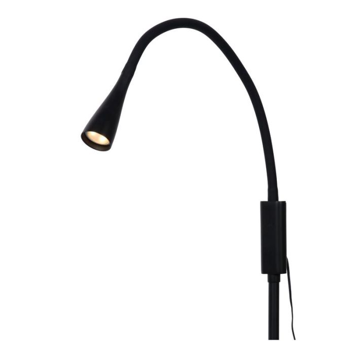Piantana da lettura da terra moderna nera, Zozy, 3W, 3000K LED, dimmer in 3 fasi