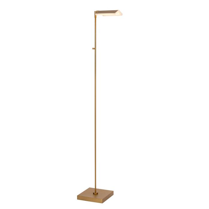 Piantana da lettura da terra moderna in ottone, Aaron, 12W, 2700K LED, controllo touch