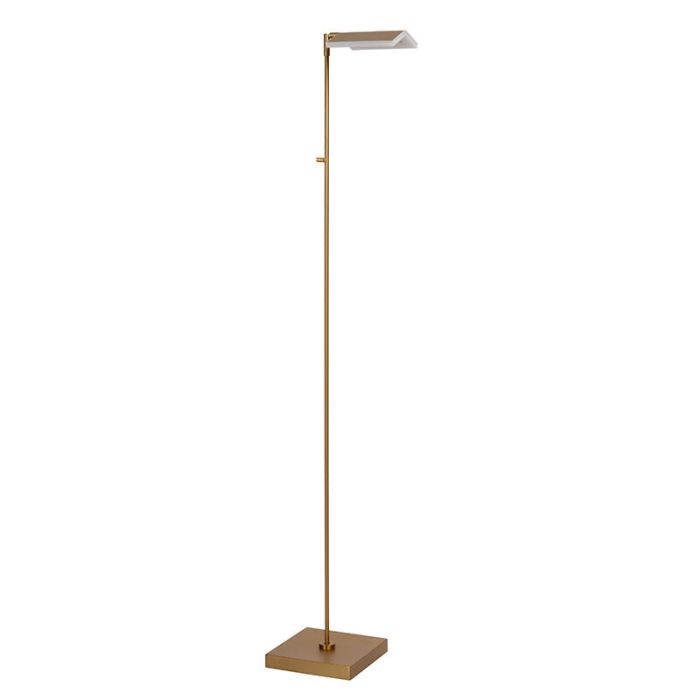 Piantana da lettura da terra moderna in ottone, Aaron, 12W, 2700K LED, controllo touch