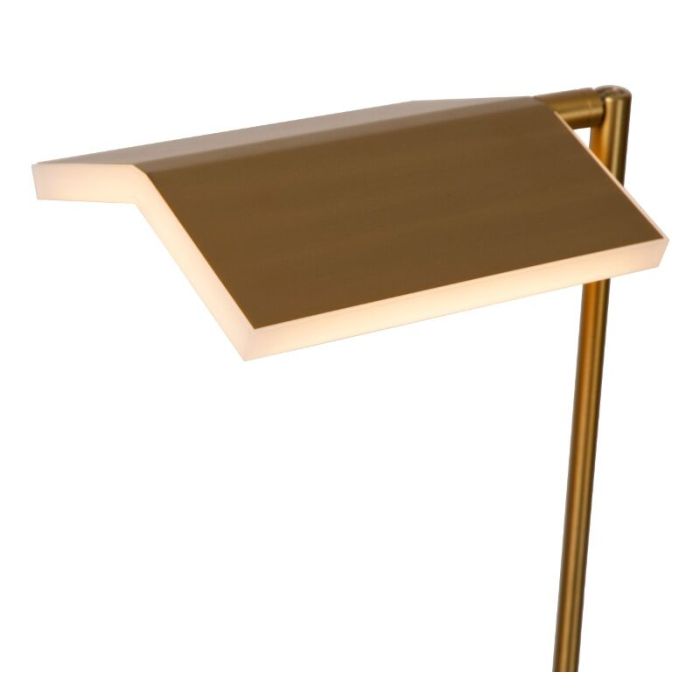 Piantana da lettura da terra moderna in ottone, Aaron, 12W, 2700K LED, controllo touch