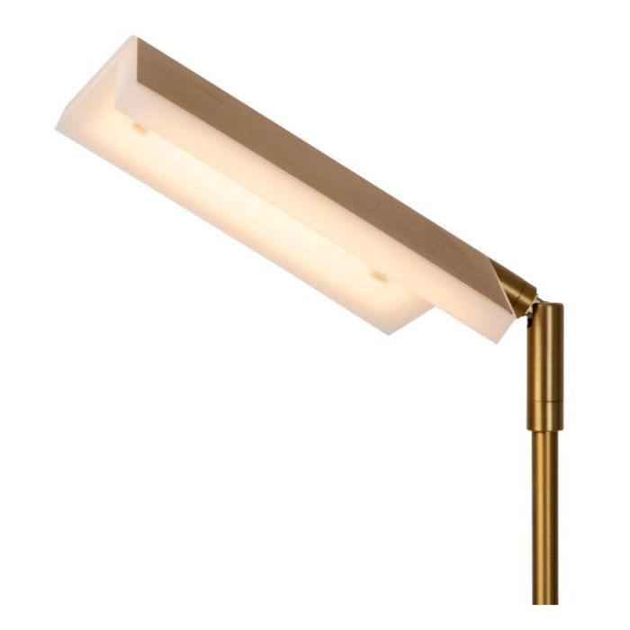 Piantana da lettura da terra moderna in ottone, Aaron, 12W, 2700K LED, controllo touch