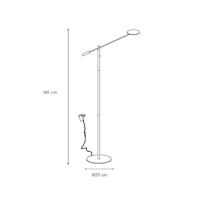Piantana da lettura da terra moderna cromata, Anselmo, 9W, 3000K LED