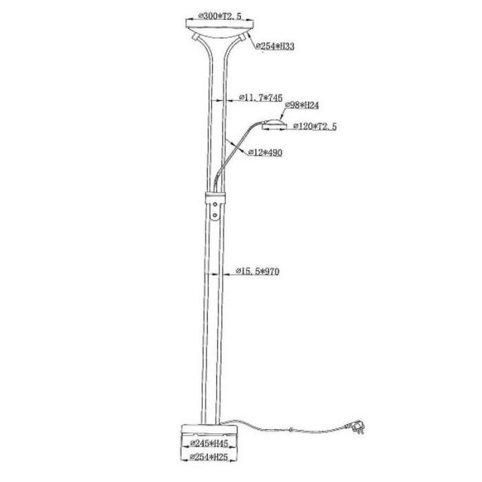 Piantana da lettura da terra moderna cromata, Champion, 20W, 3000K LED