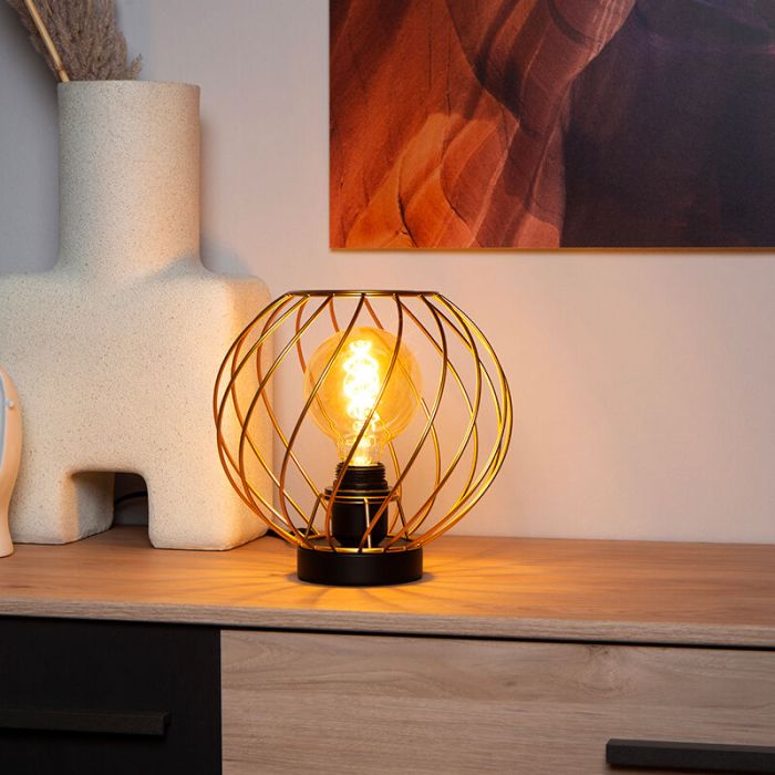 Lampada da tavolo classica in ottone, Danza, con interruttore
