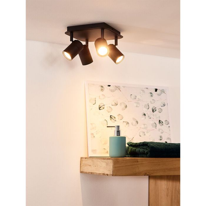 Faretto da soffitto per bagno moderno nero, Lennert, IP44