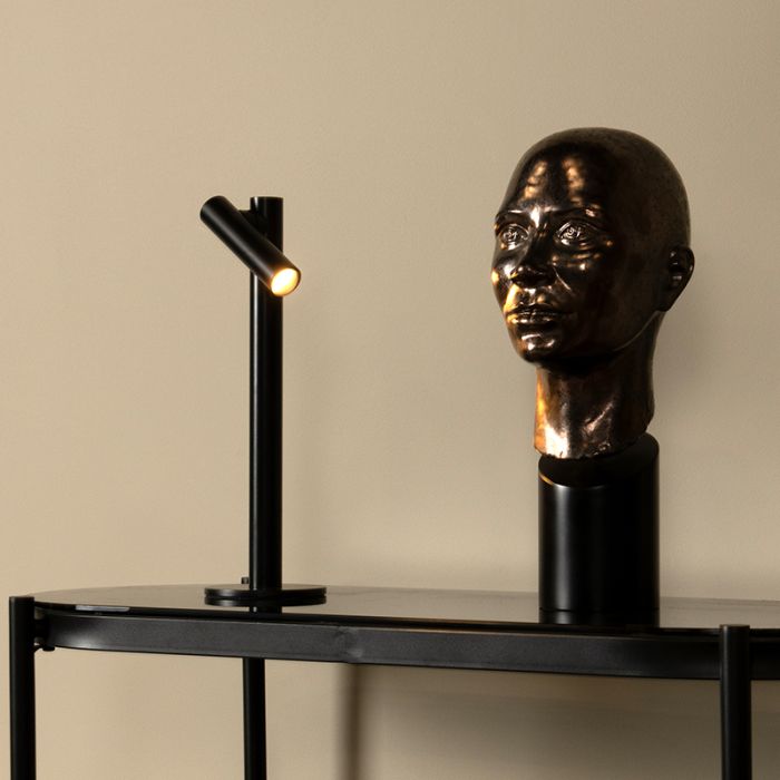 Lampada da tavolo ricaricabile moderna nera, Antrim, 2,2W, 2700K LED, IP54, controllo touch