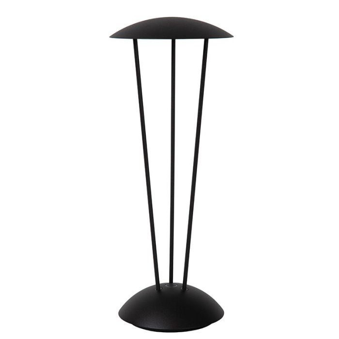 Lampada da tavolo da esterno ricaricabile moderna nera, Renee, 2,2W, 2700K LED, IP54, controllo touch