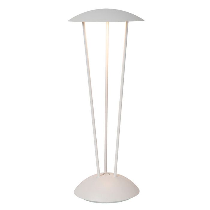 Lampada da tavolo da esterno ricaricabile moderna bianca, Renee, 2,2W, 2700K LED, IP54, controllo touch
