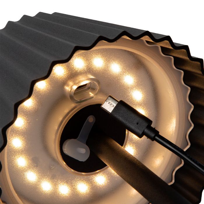 Lampada da tavolo da esterno rustica nera, Justine, 2W, 2700K LED, IP54, controllo touch