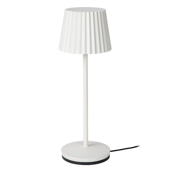 Lampada da tavolo da esterno rustica bianca, Justine, 2W, 2700K LED, IP54, controllo touch