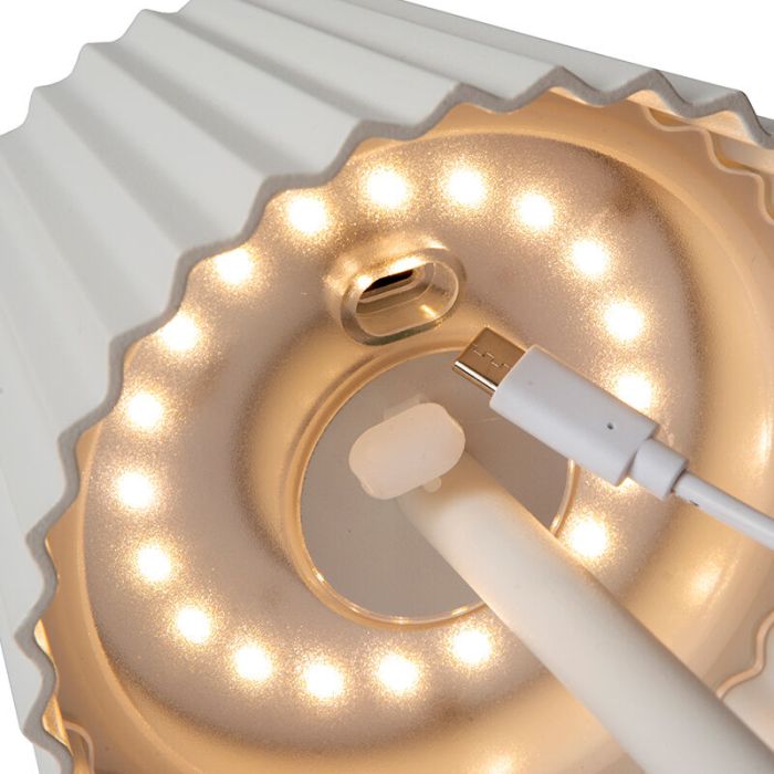 Lampada da tavolo da esterno rustica bianca, Justine, 2W, 2700K LED, IP54, controllo touch