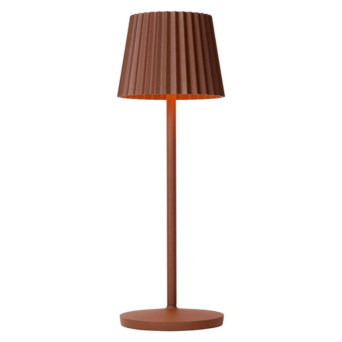 Lampada da tavolo da esterno rustica color ruggine, Justine, 2W, 2700K LED, IP54, controllo touch
