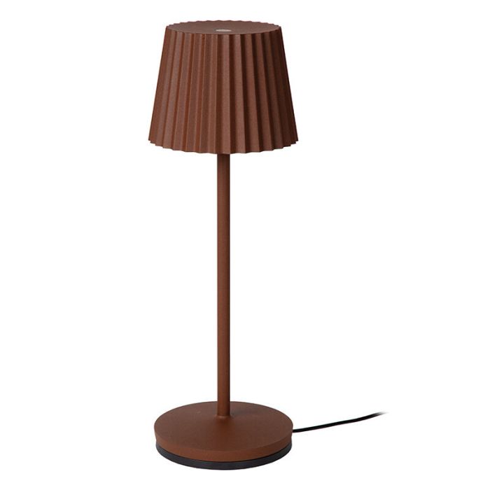 Lampada da tavolo da esterno rustica color ruggine, Justine, 2W, 2700K LED, IP54, controllo touch