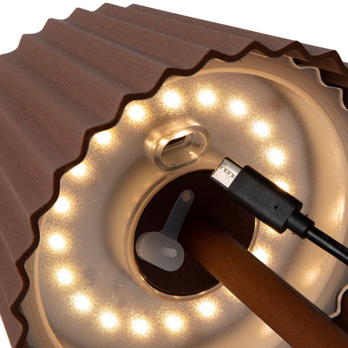 Lampada da tavolo da esterno rustica color ruggine, Justine, 2W, 2700K LED, IP54, controllo touch