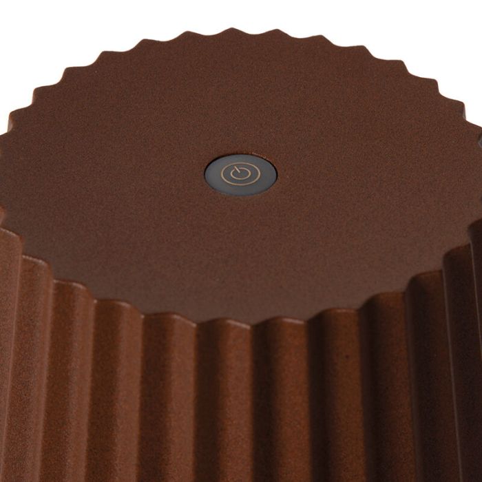 Lampada da tavolo da esterno rustica color ruggine, Justine, 2W, 2700K LED, IP54, controllo touch