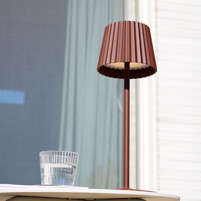 Lampada da tavolo da esterno rustica color ruggine, Justine, 2W, 2700K LED, IP54, controllo touch