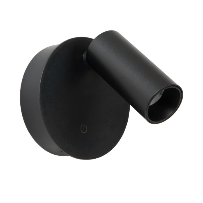 Applique ricaricabile moderna nera, Toni, 2W, 2700-4000K, controllo touch