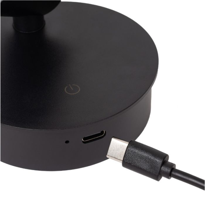 Applique ricaricabile moderna nera, Toni, 2W, 2700-4000K, controllo touch