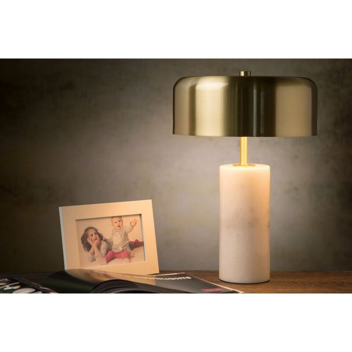 Lampada da tavolo in marmo dorata, Mirasol, con interruttore