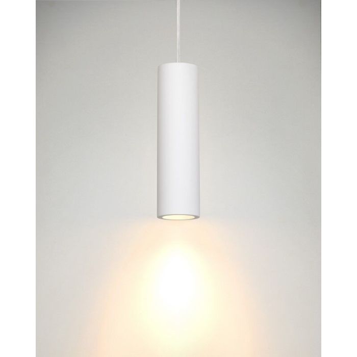 Lampada a sospensione in gesso bianca, Gipsy