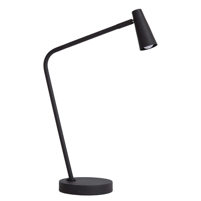 Lampada da tavolo ricaricabile moderna nera, Stirling, 3W, 2700K LED, controllo touch