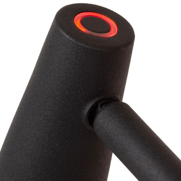 Lampada da tavolo ricaricabile moderna nera, Stirling, 3W, 2700K LED, controllo touch