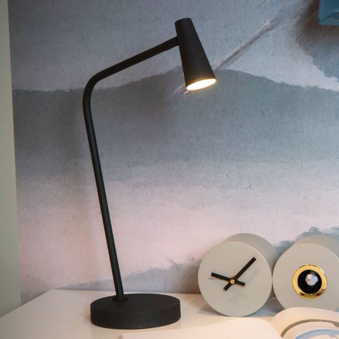 Lampada da tavolo ricaricabile moderna nera, Stirling, 3W, 2700K LED, controllo touch