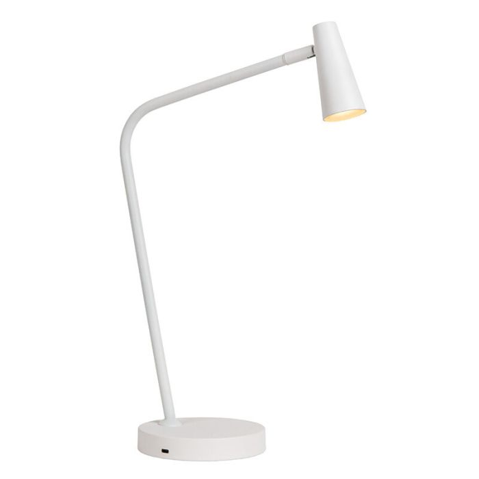 Lampada da tavolo ricaricabile moderna bianca, Stirling, 3W, 2700K LED, controllo touch