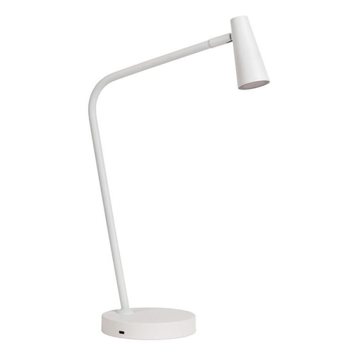 Lampada da tavolo ricaricabile moderna bianca, Stirling, 3W, 2700K LED, controllo touch