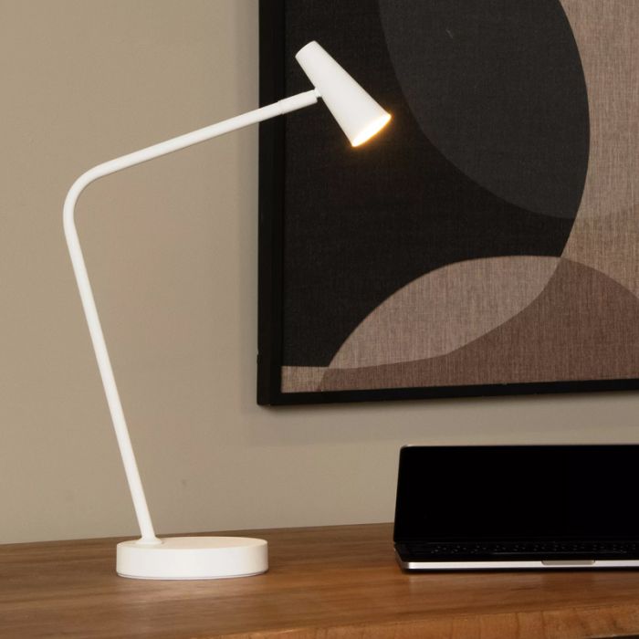 Lampada da tavolo ricaricabile moderna bianca, Stirling, 3W, 2700K LED, controllo touch
