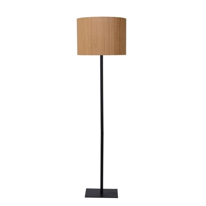 Lampada da terra in rattan marrone, Magius, con interruttore