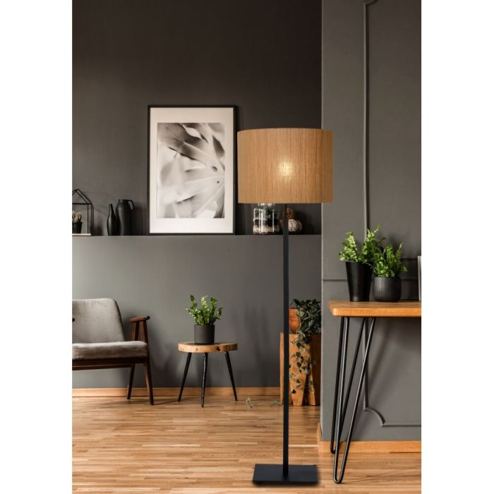 Lampada da terra in rattan marrone, Magius, con interruttore